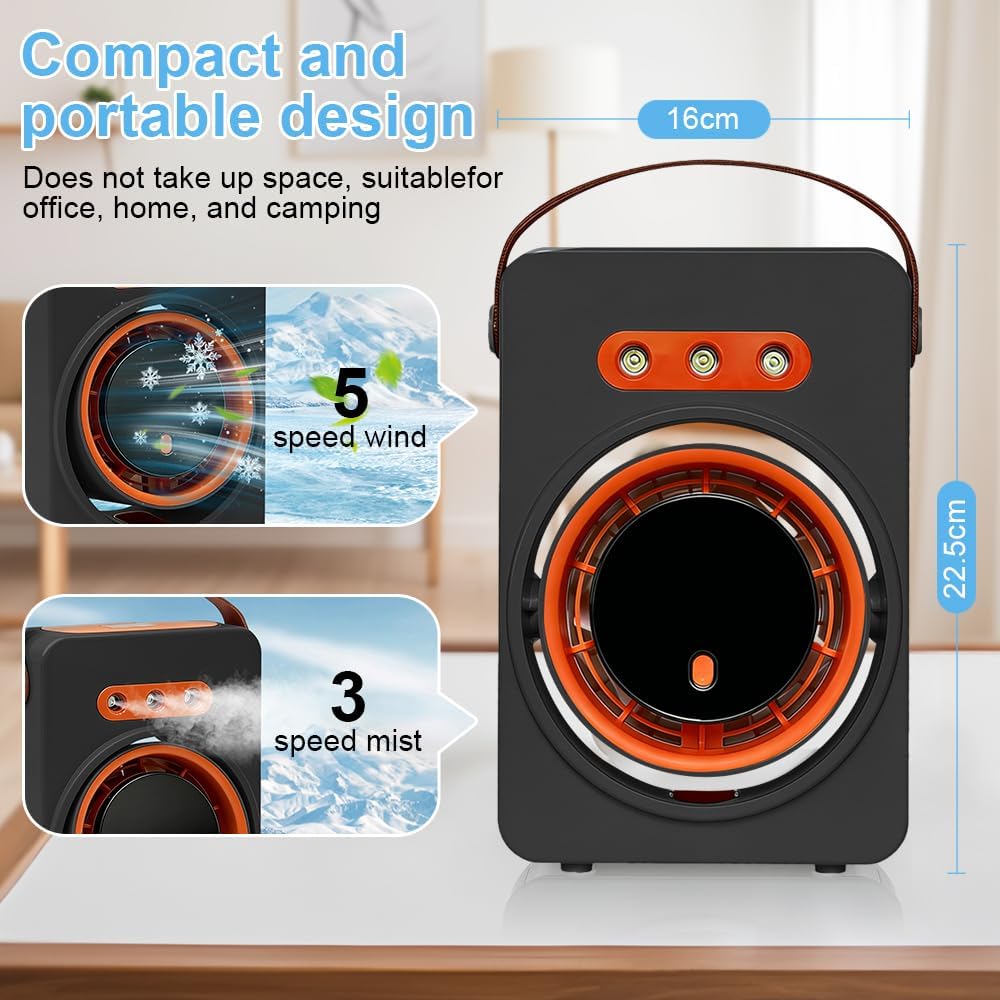 Portable Evaporative Air Cooler & Humidifier Fan – USB Powered Desktop Cooling Device with 3-Speed Mist